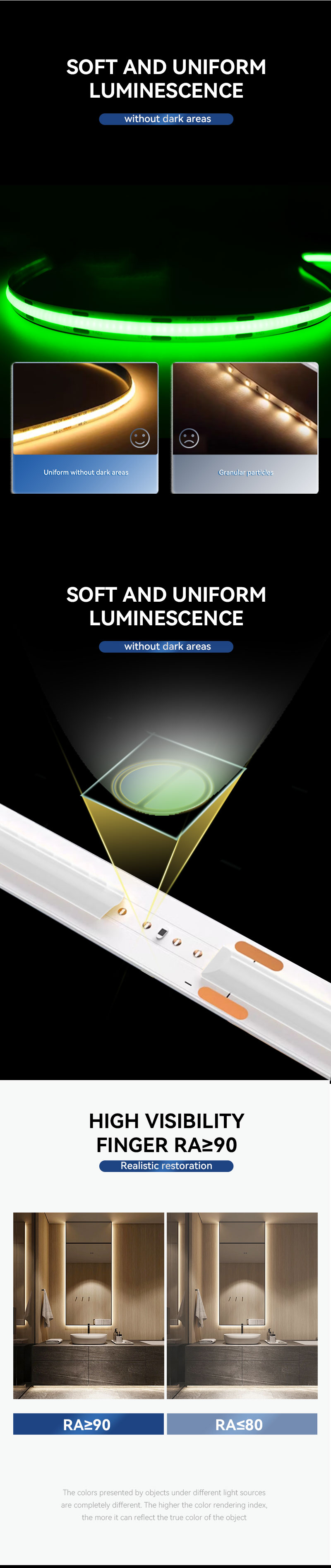 Green single-color COB LED light strip Green single-color COB LED light strip